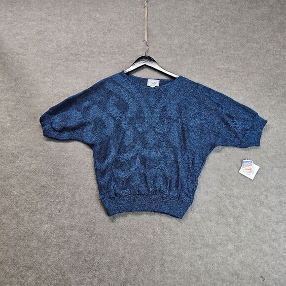 Herald House Vintage USA Made Textured Teal Knit Sweater Size Large - Picture 1 of 13